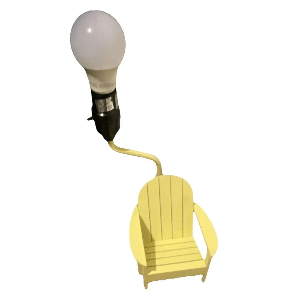 Mini Adirondack Chair Lamp Yellow Cottage Coastal Beach House Accent Light
